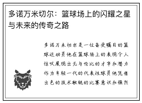 多诺万米切尔：篮球场上的闪耀之星与未来的传奇之路